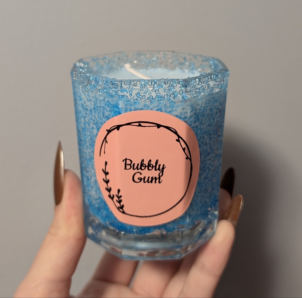 Blue Candle With Bubble Gum Scent